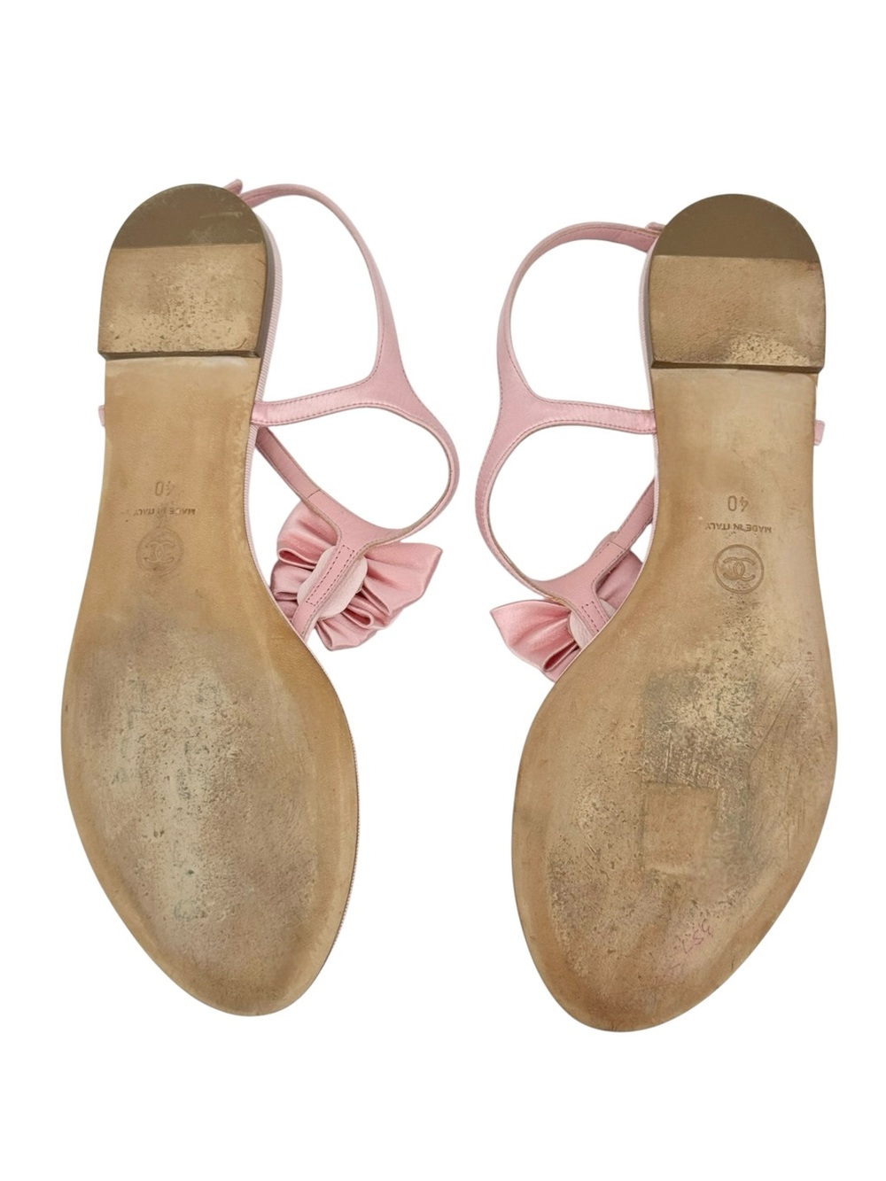 Chanel Pink Satin Bow Thong Sandals - Picture 10 of 10
